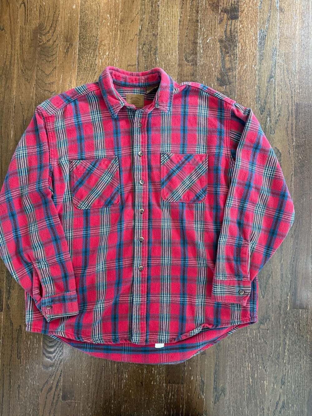St. John's Bay Red Plaid Flannel Shirt XLT Tall Vintage